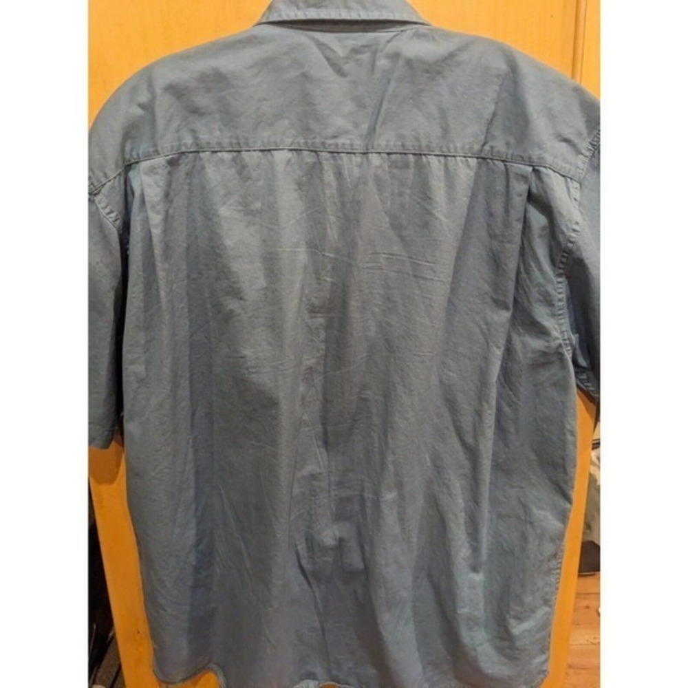 Wrangler button down Large Country Work Short Sleeve blue 100% cotton‎ - Picture 3 of 4